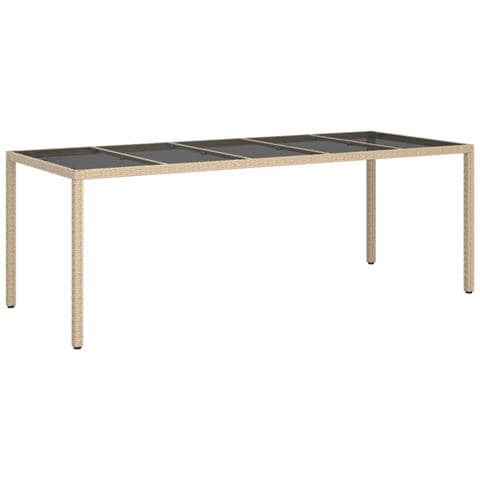 Tavolo Giardino Beige 250x100x75cm Vetro Temperato E Polyrattan - Foto 1
