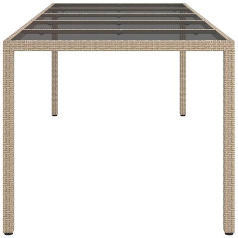 Tavolo Giardino Beige 250x100x75cm Vetro Temperato E Polyrattan - Foto 5