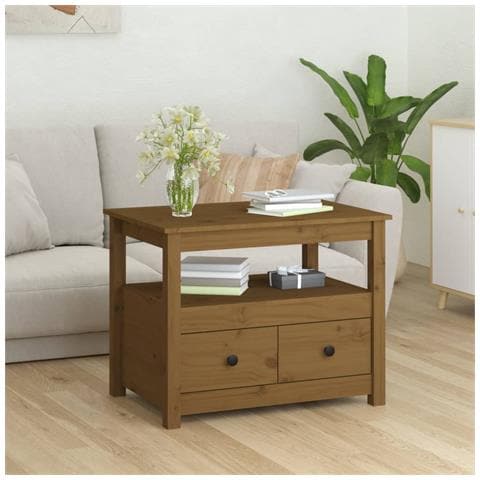 Tavolino Da Salotto Miele 71x49x55 Cm In Legno Massello Di Pino - Foto 10