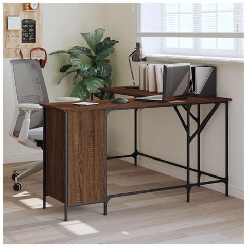 Scrivania Rovere Marrone 141x141x75 Cm In Legno Multistrato - Foto 1