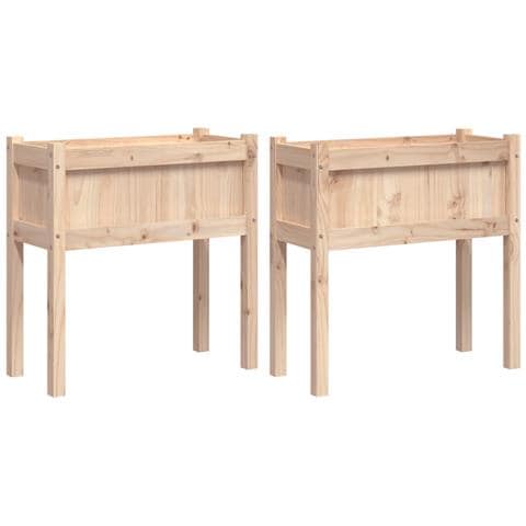 Fioriere Da Giardino 2 Pz Con Gambe In Legno Massello Di Pino - Foto 2