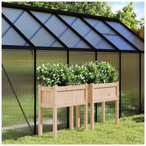 Fioriere Da Giardino 2 Pz Con Gambe In Legno Massello Di Pino - Foto 1