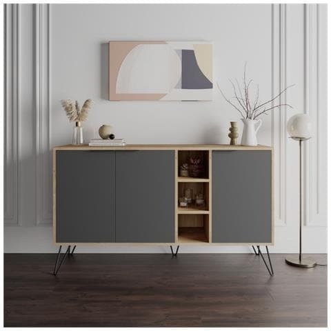 Madia Clara Rovere Oak 3 Ante Antracite 142x35,5x83h - Foto 1