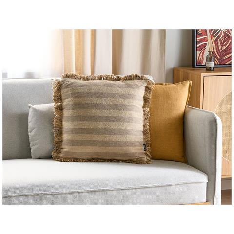 Cuscino Decorativo Cirsium Iuta 45 X 45 Cm A Strisce Beige - Foto 1