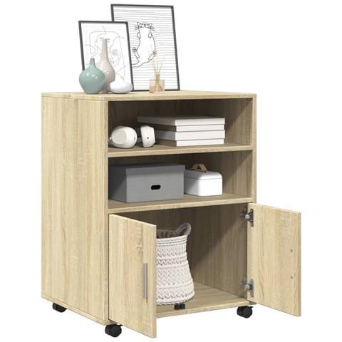 Mobiletto Con Ruote Rovere Sonoma 60x48x81 Cm In Truciolato - Foto 3