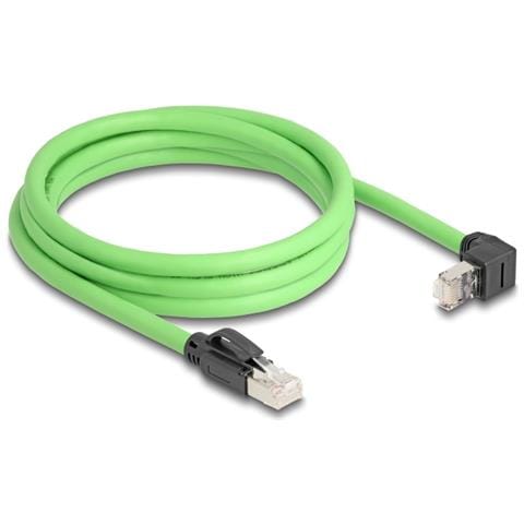 Cavo di rete RJ45 Cat. 6A maschio per maschio angolato verso l'alto SF /UTP adatto per catene portacavi PUR (TPU) 2 m verde - Foto 2