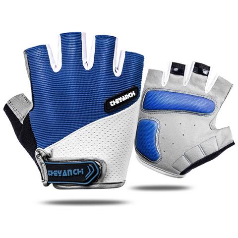 Guanti Da Ciclismo, Guanti Traspiranti A Mezze Dita Per Fitness, Sollevamento Pesi, Ciclismo Blue L - Foto 1