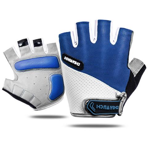 Guanti Da Ciclismo, Guanti Traspiranti A Mezze Dita Per Fitness, Sollevamento Pesi, Ciclismo Blue L - Foto 4