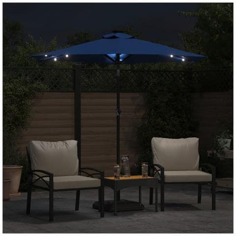 Ombrellone Giardino Con Led Palo Acciaio Azzurro 225x225x212 Cm - Foto 3