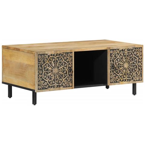 Tavolino Da Salotto 100x54x40 Cm In Legno Massello Di Mango - Foto 2