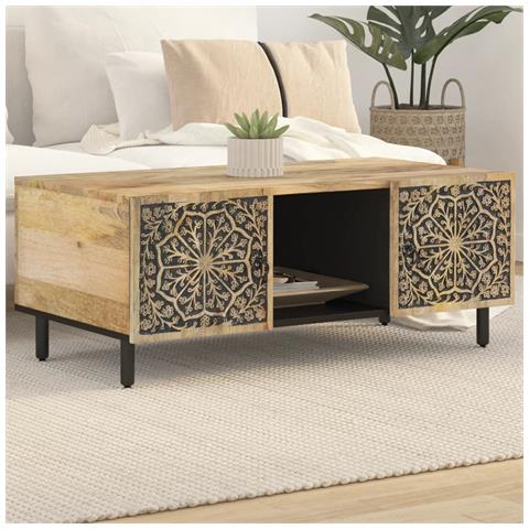 Tavolino Da Salotto 100x54x40 Cm In Legno Massello Di Mango - Foto 1