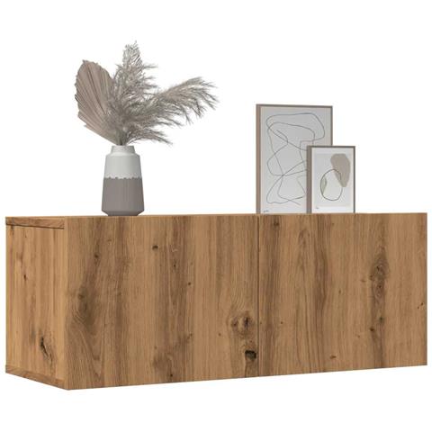 Mobili Tv A Parete 2pz Rovere Artigianale 80x30x30 Cm - Foto 3