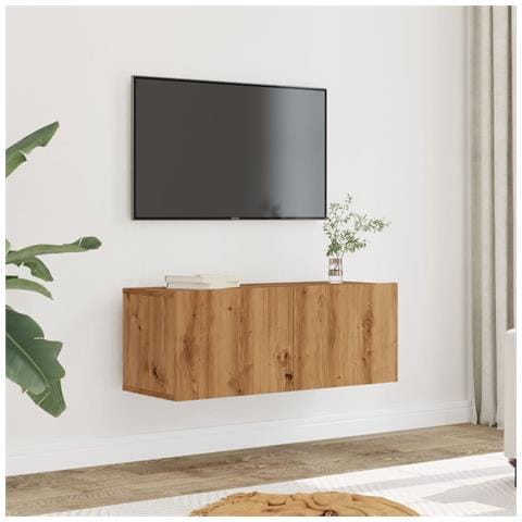 Mobili Tv A Parete 2pz Rovere Artigianale 80x30x30 Cm - Foto 1