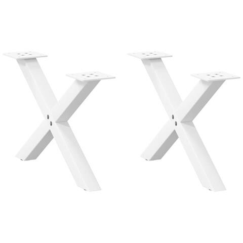 Gambe Tavolino Da Caffè A X 2 Pz Bianco 60x(30-31)cm In Acciaio - Foto 1