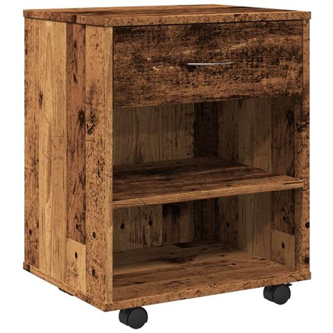 Mobiletto Con Ruote Legno Antico 46x36x59 Cm In Truciolato - Foto 2