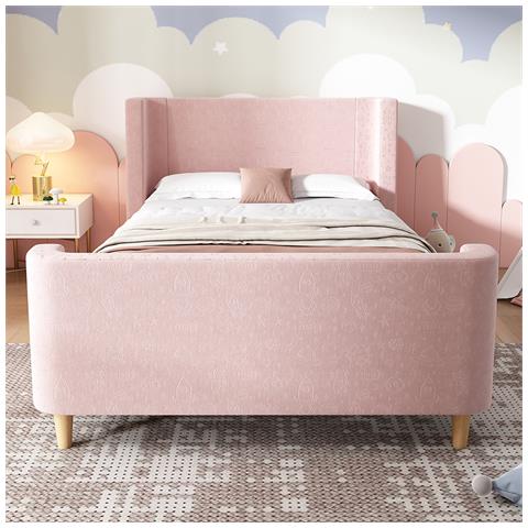 Letto Contenitore  Letto Imbottito Letto Per Bambini ,letto Singolo Letto A Castello, 90 X 200 Cm, Per Bambini E Bambine, Rosa,senza Materasso - Foto 2