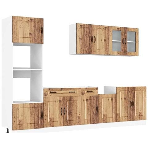 Set Mobili Da Cucina 7 Pz Kalmar Legno Vecchio In Truciolato - Foto 2