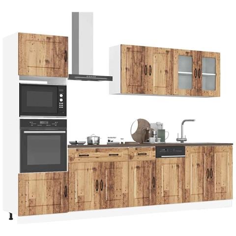 Set Mobili Da Cucina 7 Pz Kalmar Legno Vecchio In Truciolato - Foto 1