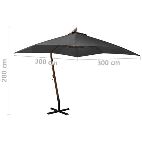 Lusso Casadino -  Ombrellone A Sbalzo Antracite 3x3 M Palo In Abete Massello - Foto 8