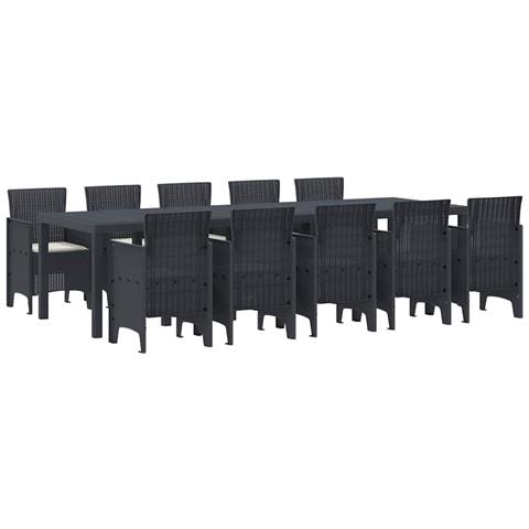 Set da Pranzo per Giardino con cuscino 11 pcs Antracite e crema - Foto 1