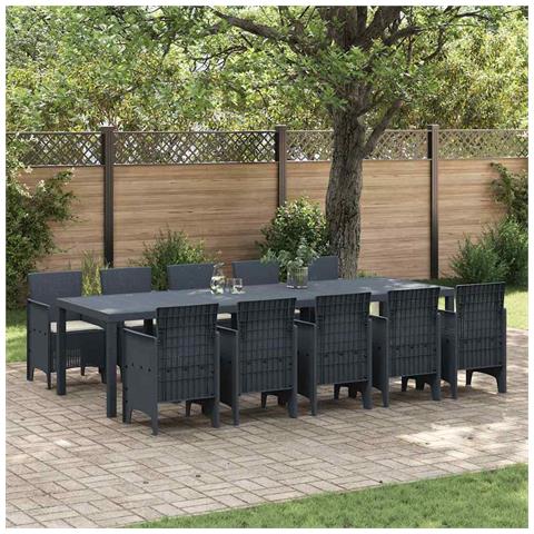 Set da Pranzo per Giardino con cuscino 11 pcs Antracite e crema - Foto 2