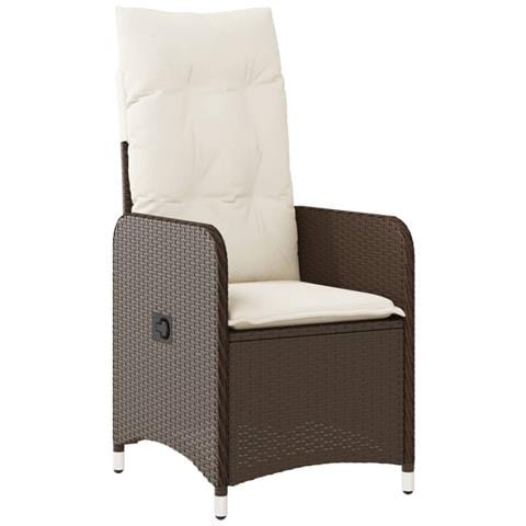 Sedia Reclinabile da Giardino con Cuscini Marrone in Polyrattan - Foto 1