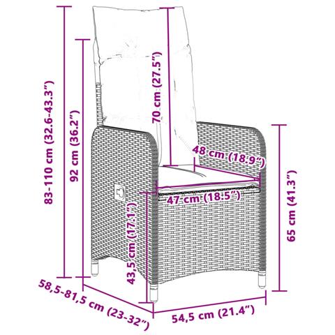 Sedia Reclinabile da Giardino con Cuscini Marrone in Polyrattan - Foto 9
