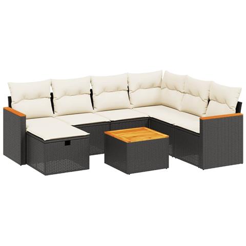 Set Divani da Giardino con Cuscini 8 pz Nero in Polyrattan - Foto 1