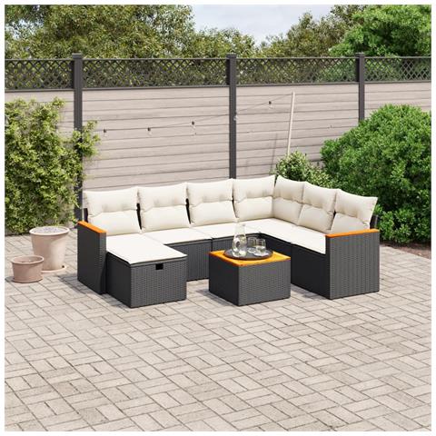 Set Divani da Giardino con Cuscini 8 pz Nero in Polyrattan - Foto 2