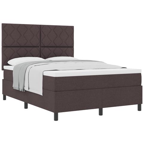 Letto con Rete a Molle e Materasso Grigio Scuro 160x200 cm in Tessuto - Foto 1