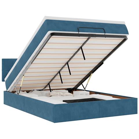 Struttura Letto Pouf con Materasso 140x190 cm in Velluto - Foto 1