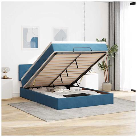 Struttura Letto Pouf con Materasso 140x190 cm in Velluto - Foto 2