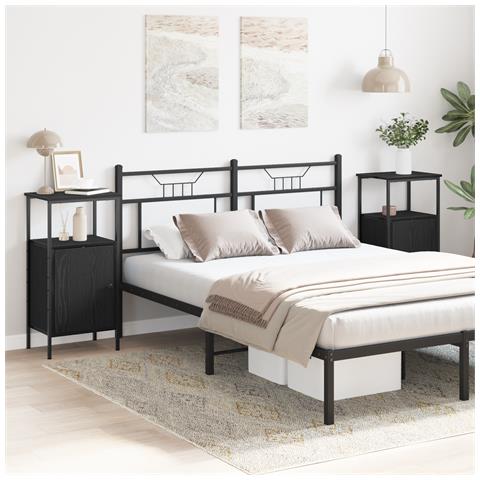 Comodini 2 pz Nero Rovere 41x31x80 cm Legno ingegnerizzato - Foto 2