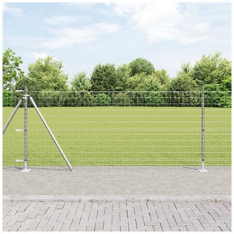 Recinzione Euro con 7 Pali Flangiati 1x10 m Acciaio Zincato - Foto 2