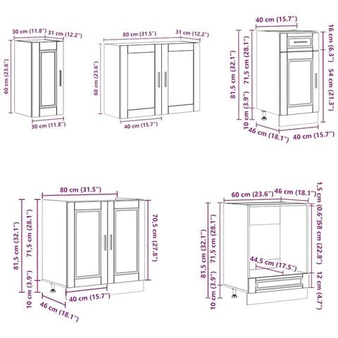 Set Mobili da Cucina 8 pz Kalmar Rovere Artigianale Truciolato - Foto 9