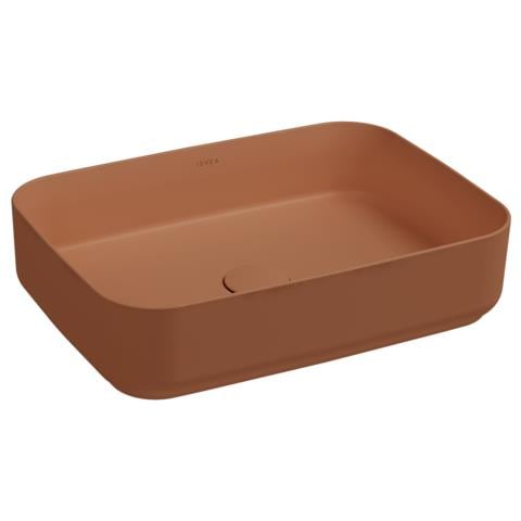 Lavabo Rettangolare Da Appoggio Senza Troppo Pieno In Ceramica Senza Foro Rubinetto - Terracotta Opaco - Foto 1