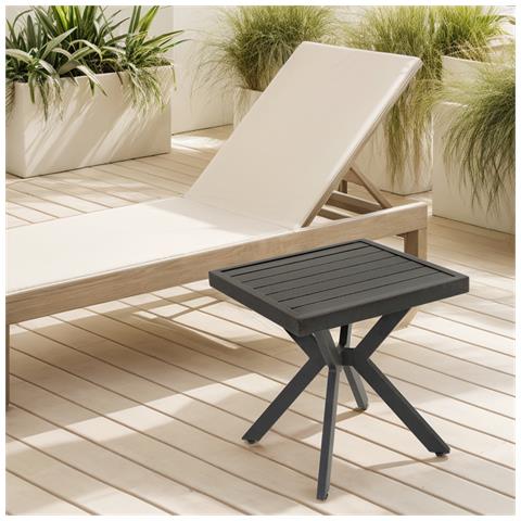 Tavolino Quadrato In Alluminio Per Patio, Cortile, Piscina, Compagno Interno, Facile Manutenzione E Resistente Agli Agenti Atmosferici, Marrone Scuro - Foto 1