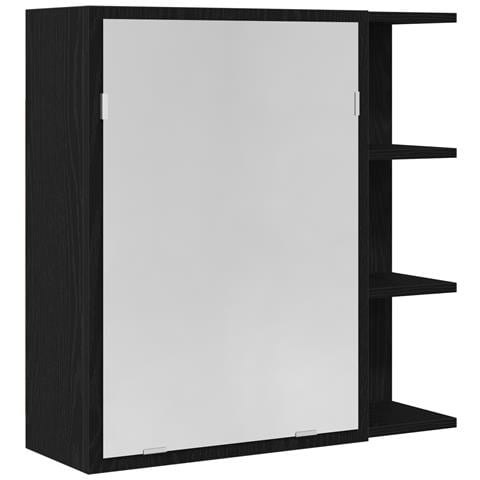 Armadio Specchio per il Bagno Nero Rovere 62,5x20,5x64cm in Legno Ingegnerizzato - Foto 1