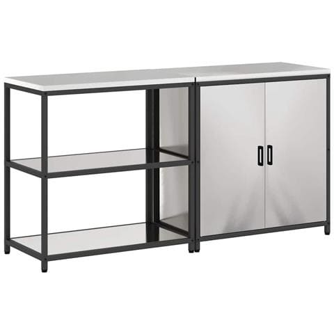 Set di Stoccaggio per Cucina 2 pcs Argento 180 x 50 x 92 cm - Foto 1