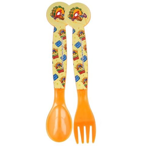 Cucchiaio E Forchetta Per Bambini Con Decorazione Kidfury In Plastica, Multicolore - Foto 1