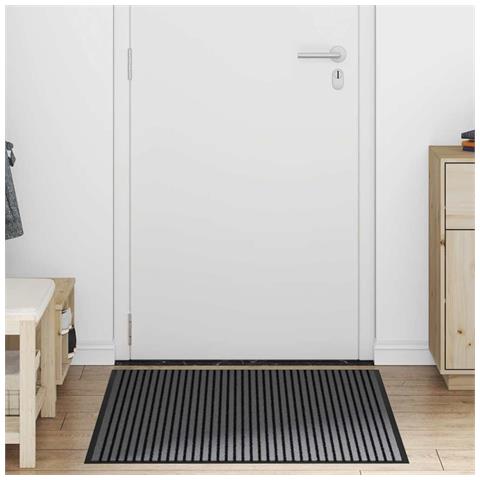 Tappetino Striped Nero e Grigio 80 x 120 cm Polipropilene, PVC - Foto 2