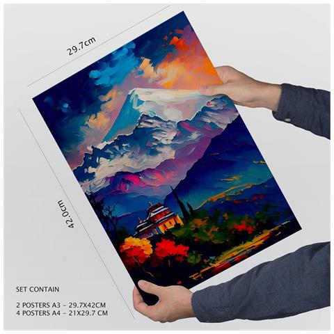 Set Di 6 Stampe Eredità In Stile Dipinto A Olio. Illustrazioni Di Monumenti E Città In Stile Fotografico A Colori. A3 & A4 Senza Cornice - Foto 4