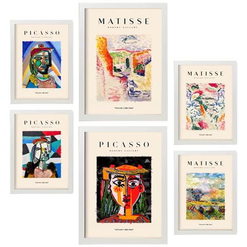 Set Di 6 Stampe Da Picasso E Matisse Alle Stampe Del Secolo Scorso Del Fauvismo E Del Surrealismo Per L'interior Design A3 & A4 Cornice Bianca - Foto 1