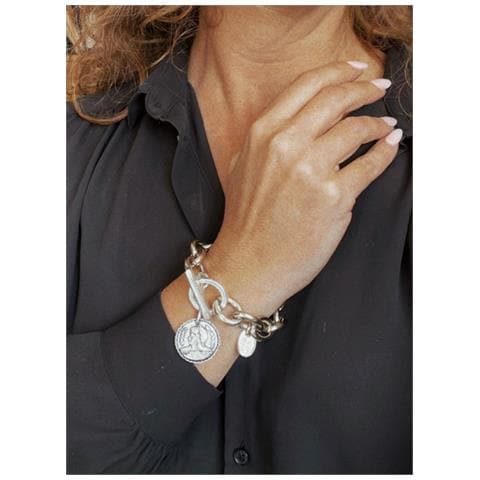 Bracciale A Catena In Argento Con Moneta Antica Camp - Foto 3