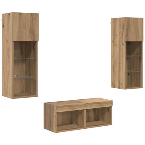 Mobiletti TV da Parete 4 pcs Rovere Nero 40 x 30 x 30 cm - Foto 1
