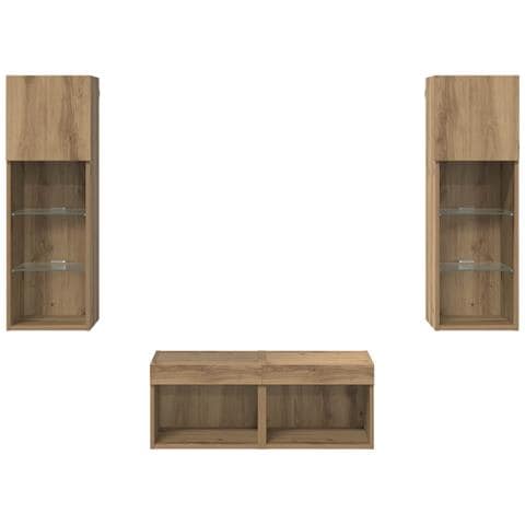 Mobiletti TV da Parete 4 pcs Rovere Nero 40 x 30 x 30 cm - Foto 9