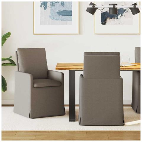Sedie da pranzo 2 pcs Grigio chiaro 57 x 67 x 98 cm Tela - Foto 2