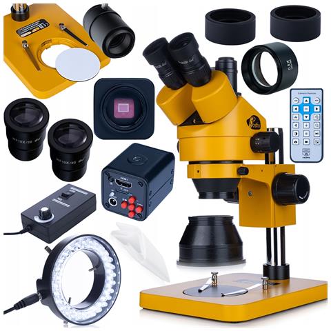 Mikroscopio Trinoculare 7-45x Con Fotocamera C-mount 16mp 4k + Lente Barlow 0.5x + Illuminatore Led 56x | Set Professionale Per Ispezione Elettronica - Foto 1