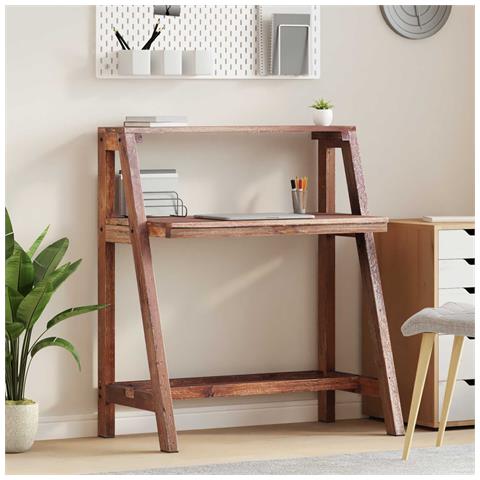 Scrivania Marrone 90 x 50 x 103 cm Legno Recuperato Massello - Foto 2