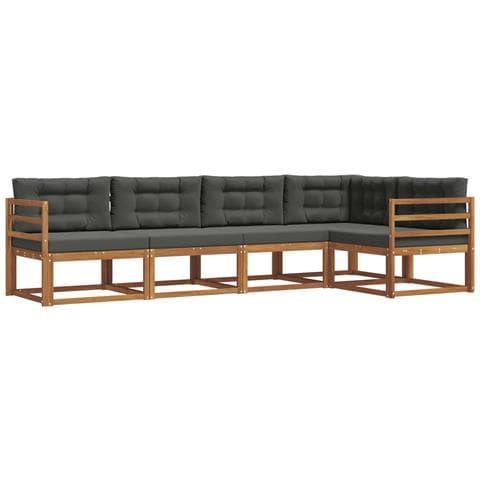 Set di divani da esterno con cuscino 5 pcs Naturale e Antracite - Foto 1